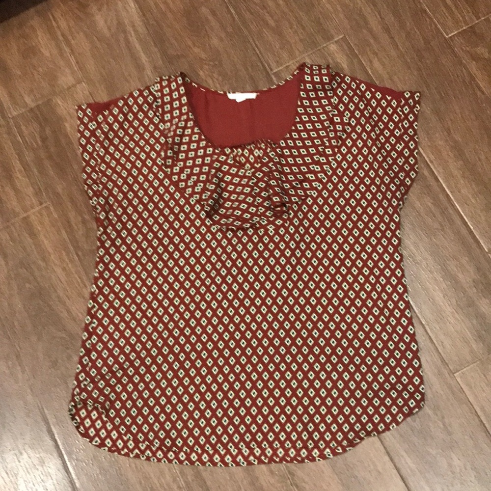 Pleione Rust, Green & Cream Top